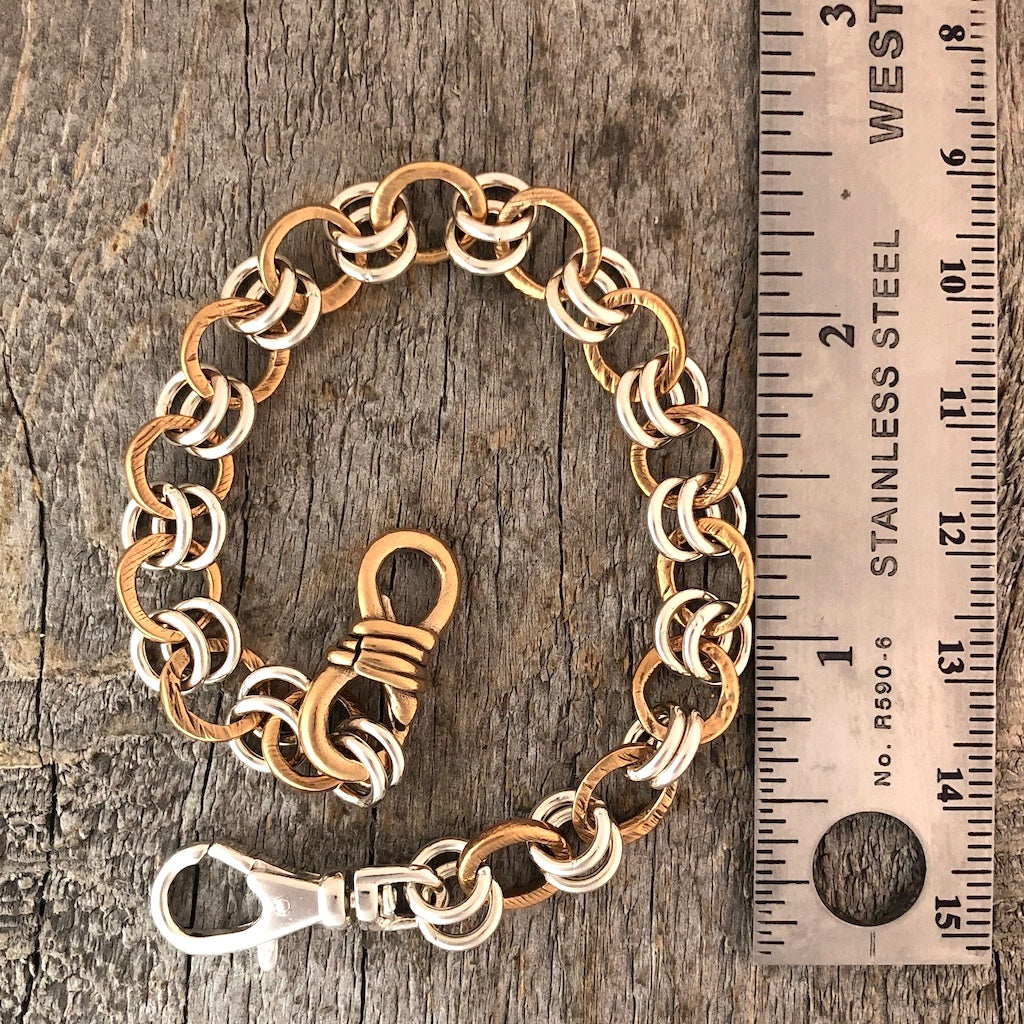 Sterling and Bronze Bracelet, Hand-sculpted